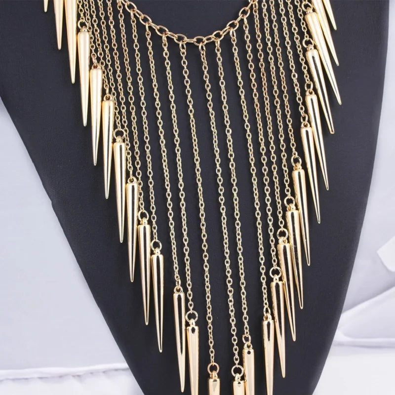 Vintage Rivet Tassel Punk Choker Necklace