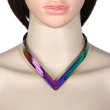 3 Layer Bright Metal Weld Bib Choker Necklace
