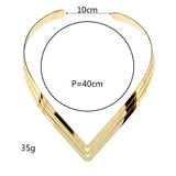 3 Layer Bright Metal Weld Bib Choker Necklace