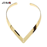 3 Layer Bright Metal Weld Bib Choker Necklace