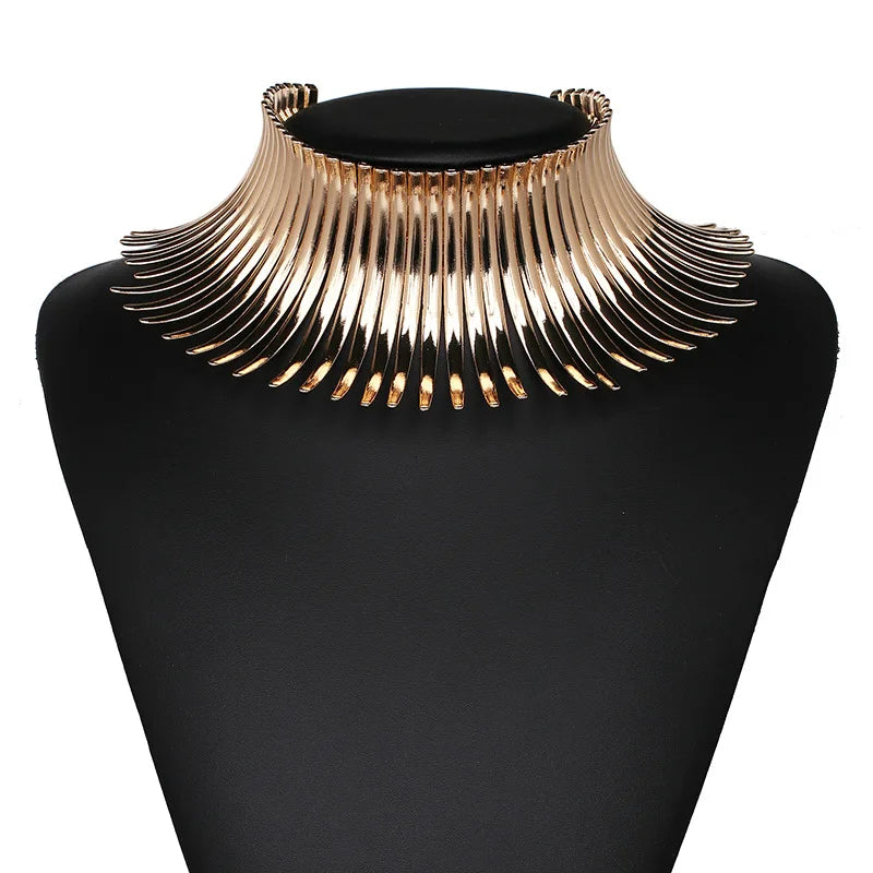 African Style Metal Punk Collar Choker Necklace Women Statement