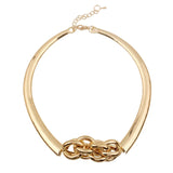 Maxi Punk Metal Choker Necklace Geometric Twist Pendant Necklace