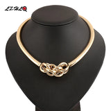Maxi Punk Metal Choker Necklace Geometric Twist Pendant Necklace