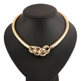 Maxi Punk Metal Choker Necklace Geometric Twist Pendant Necklace