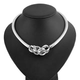 Maxi Punk Metal Choker Necklace Geometric Twist Pendant Necklace