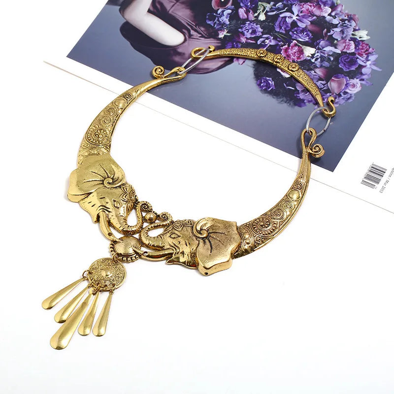 Retro Peacock Collar Choker Statement Necklace Women