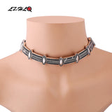 Geometric Metal Punk Choker Necklaces Plated Torques Carving Necklace