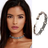 Geometric Metal Punk Choker Necklaces Plated Torques Carving Necklace