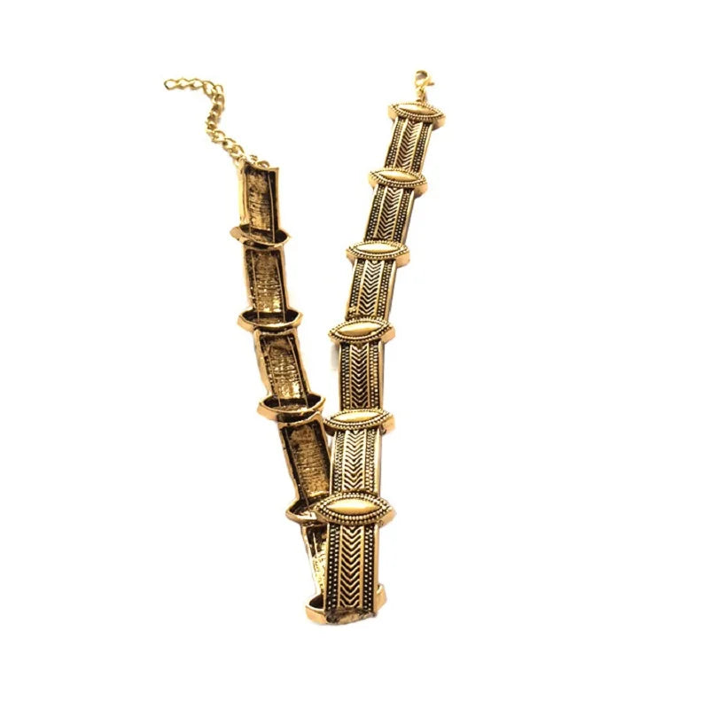 Geometric Metal Punk Choker Necklaces Plated Torques Carving Necklace