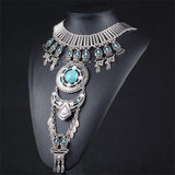 Ethnic Chunky Necklace Sweater Chain Rhinestone Jewelry