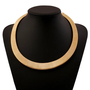 Metal Collar Statement Necklace Earrings Set Stripes Circle Choker