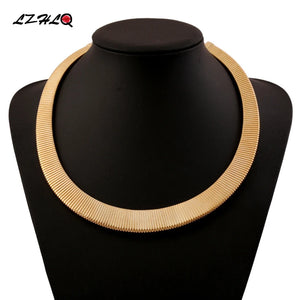 Metal Collar Statement Necklace Earrings Set Stripes Circle Choker