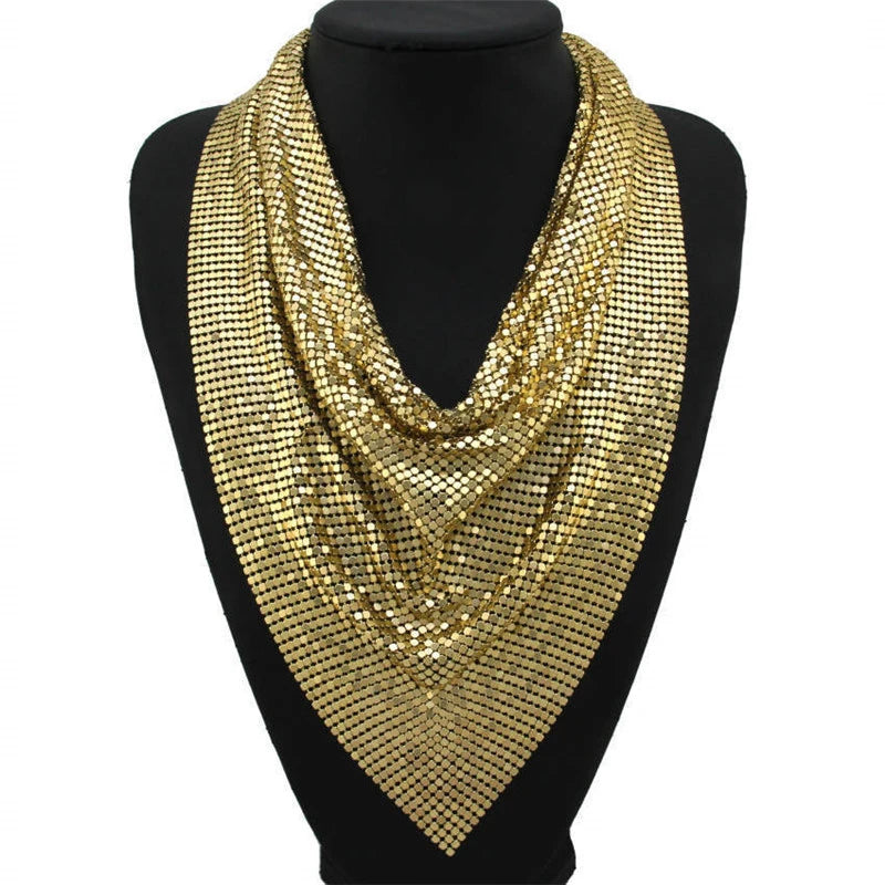Metal Mesh Necklace Chain Maxi Jewelry Sequins Body Jewelry Women Body Chain