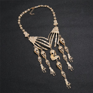 Skull Head Long Chain Necklace Punk Women Chunky Jewelry