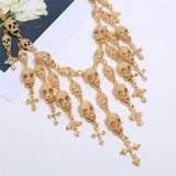 Skull Head Long Chain Necklace Punk Women Chunky Jewelry