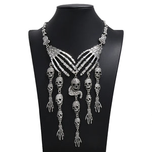 Skull Head Long Chain Necklace Punk Women Chunky Jewelry