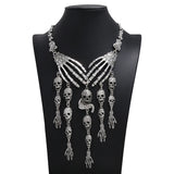 Skull Head Long Chain Necklace Punk Women Chunky Jewelry