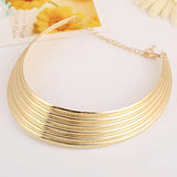 Rock Personality Stripe Choker Statement Necklace Metal Punk Clavicle