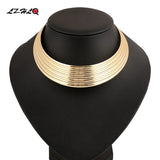 Rock Personality Stripe Choker Statement Necklace Metal Punk Clavicle