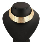 Rock Personality Stripe Choker Statement Necklace Metal Punk Clavicle