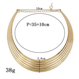 Rock Personality Stripe Choker Statement Necklace Metal Punk Clavicle