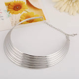 Rock Personality Stripe Choker Statement Necklace Metal Punk Clavicle