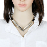 Rock V Metal Hollow Choker Necklace Women Statement Clavicle Collar