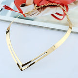 Rock V Metal Hollow Choker Necklace Women Statement Clavicle Collar