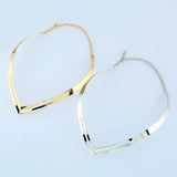 Rock V Metal Hollow Choker Necklace Women Statement Clavicle Collar