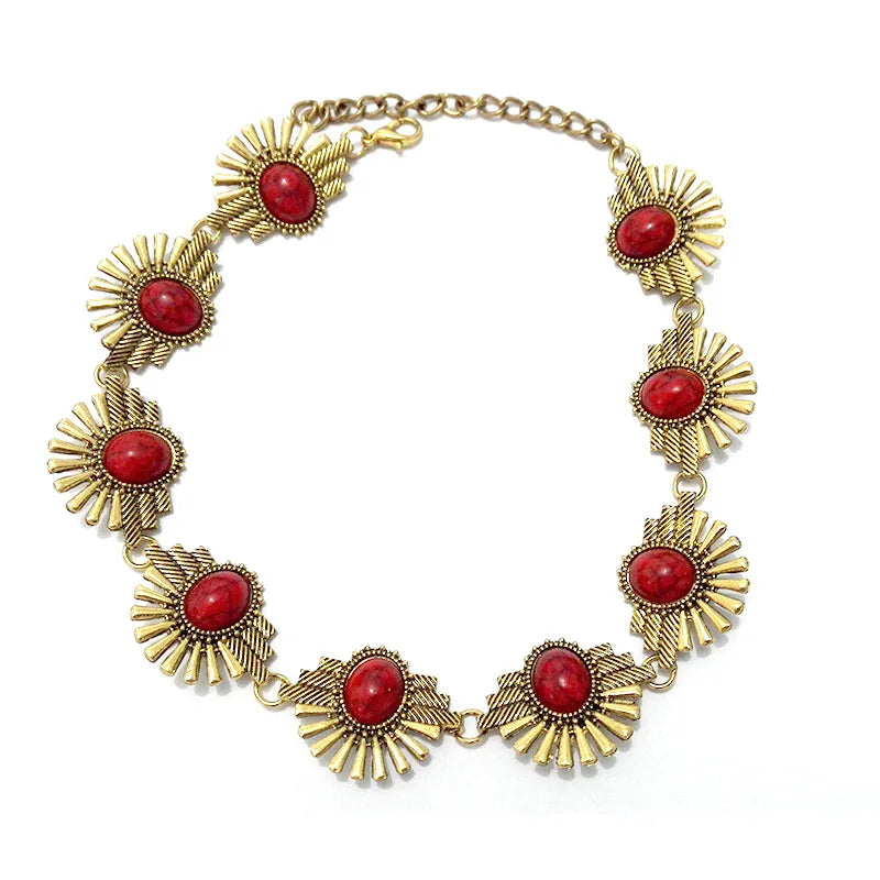 Vintage Geometric Turquois Collar Choker Statement Necklace Women