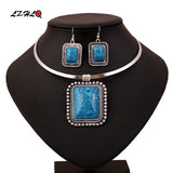 Vintage Silver Plated Geometric Rectangle Pendant Boho Choker Necklace