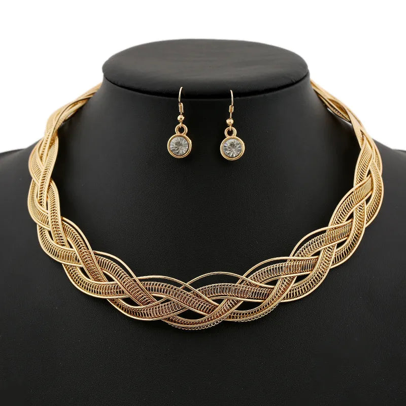 Maxi Metal Twist Choker Necklaces Multilayer Punk Statement