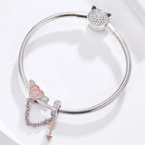 925 Sterling Heart Koala Silver Safety Chain Charm for Bracelet DIY Jewelry