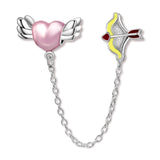 925 Sterling Heart Koala Silver Safety Chain Charm for Bracelet DIY Jewelry