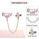 925 Sterling Heart Koala Silver Safety Chain Charm for Bracelet DIY Jewelry