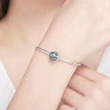 925 Silver Bracelet Charms Crystal Leaves Beads Gift