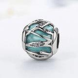 925 Silver Bracelet Charms Crystal Leaves Beads Gift