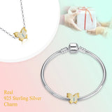 925 Silver Zircon Butterfly Charms for Bracelets DIY Jewelry
