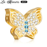 925 Silver Zircon Butterfly Charms for Bracelets DIY Jewelry
