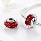 925 Silver Flower Glass Beads for Charm Bracelets Necklaces DIY Jewelry