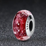 925 Silver Flower Glass Beads for Charm Bracelets Necklaces DIY Jewelry