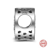 925 Silver Heart Charms Beads for Bracelet Mom's Holiday Gift