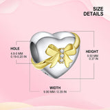 925 Sterling Silver Bow-knot Hearts Bead Charms for Bracelets - Gift for Women
