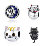 925 Sterling Silver Cat Animal Beads for DIY Bracelet