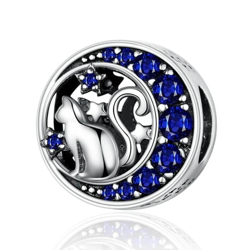 925 Sterling Silver Cat Animal Beads for DIY Bracelet