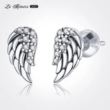925 Silver Stud Earrings Wings Design Original European Style