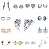 925 Silver Stud Earrings Wings Design Original European Style