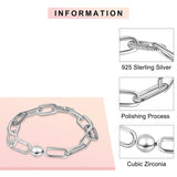 925 Sterling Silver Clasp Chain Bracelet for Bead Charms