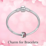 925 Sterling Silver CZ Heart Beads Clip Charms DIY Jewelry