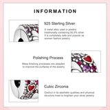925 Sterling Silver CZ Heart Beads Clip Charms DIY Jewelry
